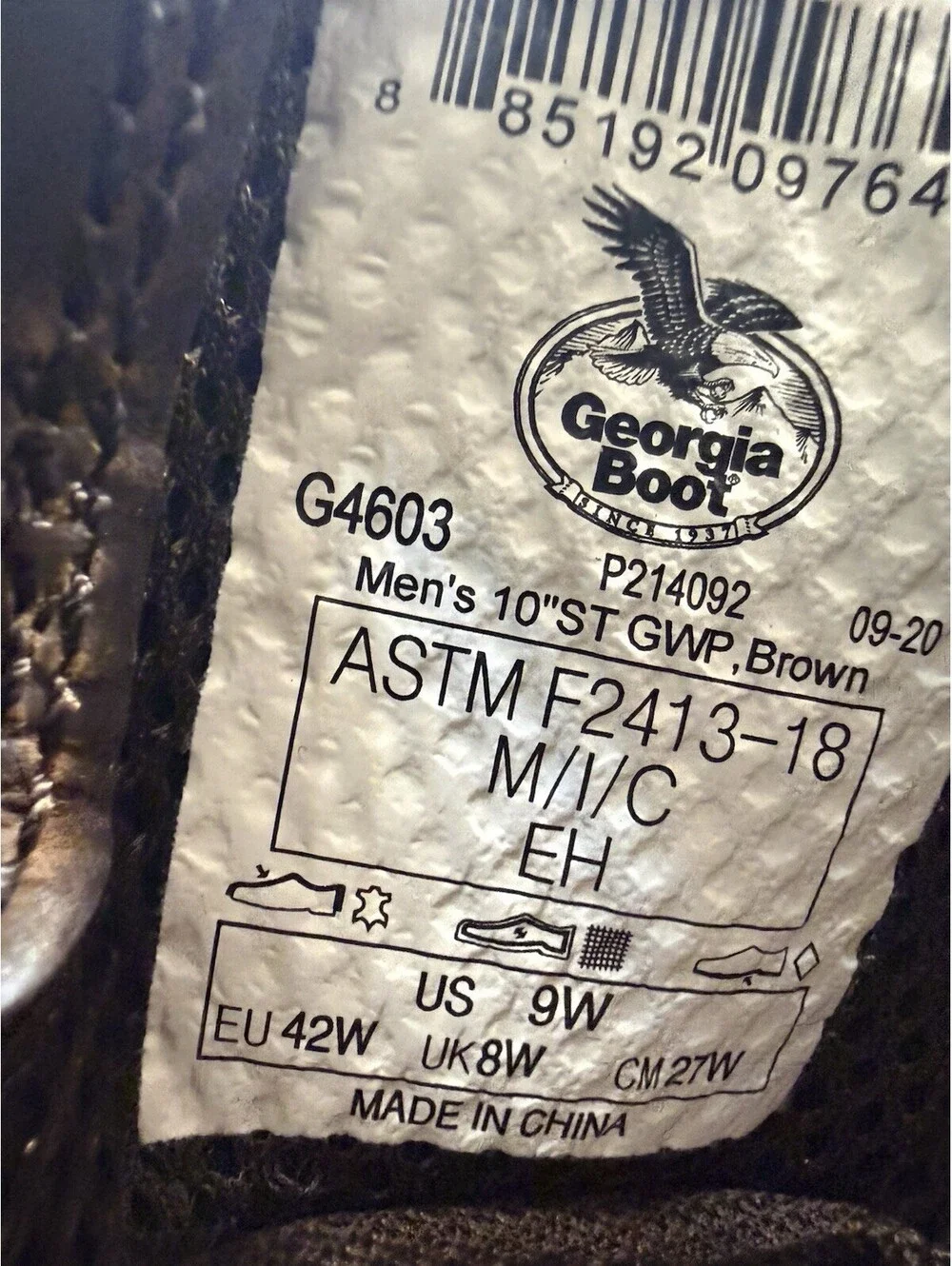 Georgia Work Boots Athens Wellington Sz 9 W Pull-On Cowboy Brown Steel Toe NWT